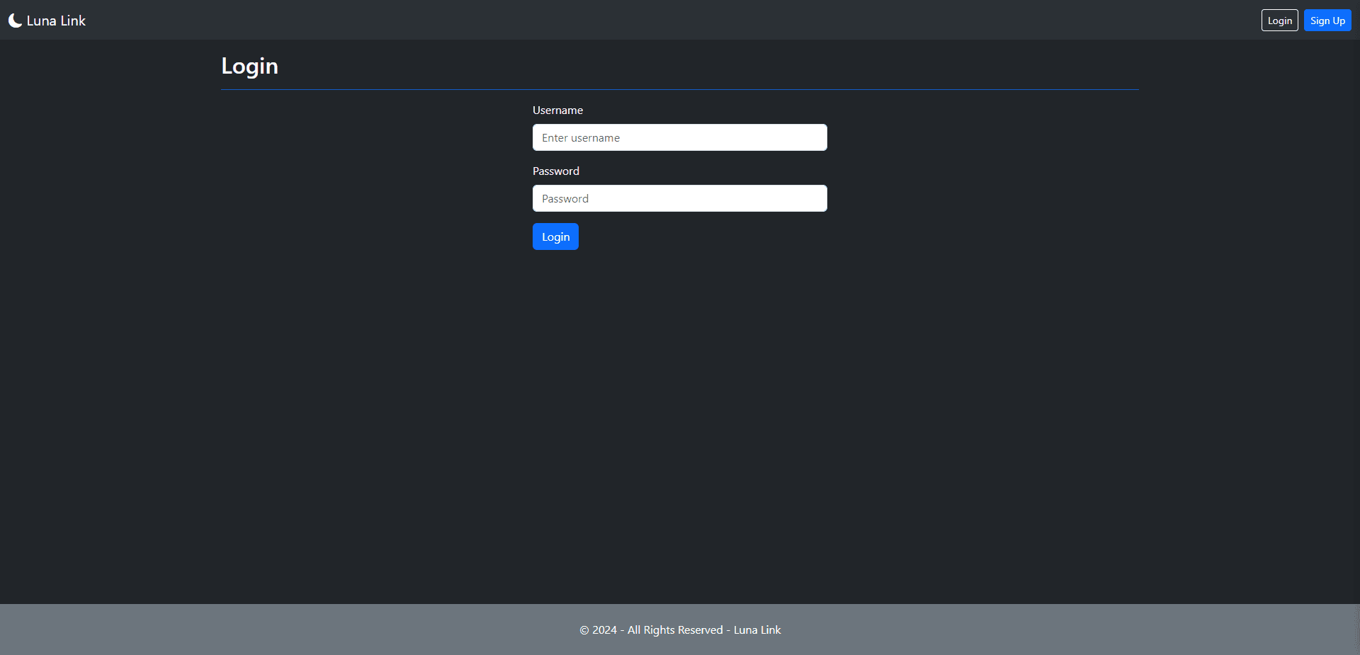 Luna Link login page