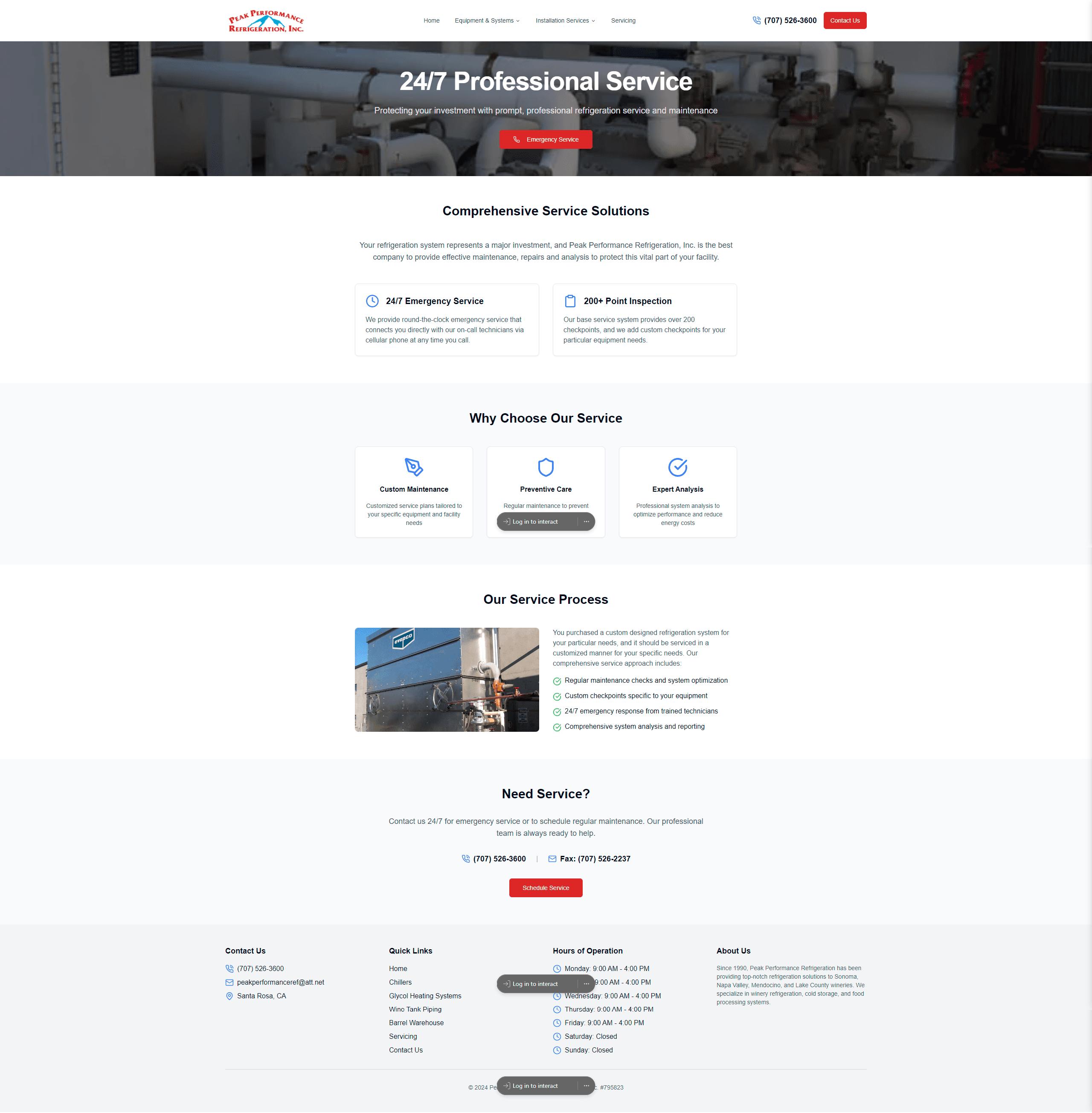 Peak Performance Refrigeration servicing information page