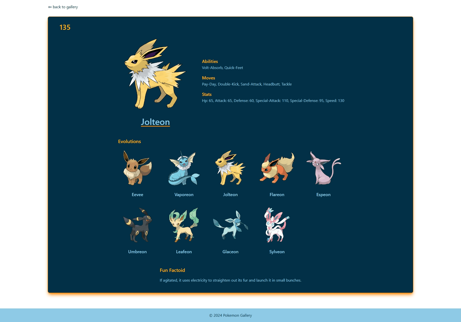 Pokedex Jolteon details